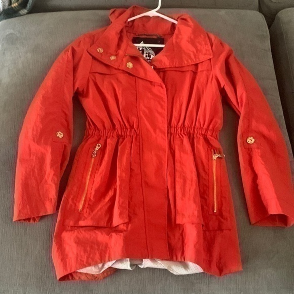 EUC G.E.T. equipment. general. technique bright orange rain coat.